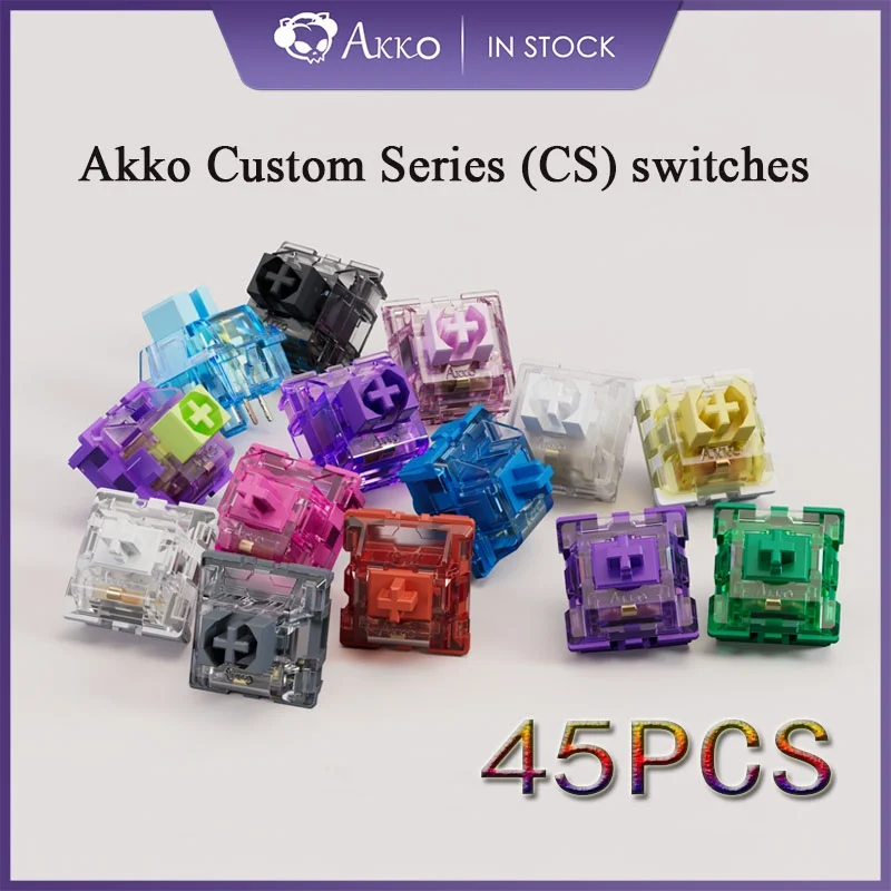 45 Pieces Akko Cs Jelly Switch Set Jelly Black Linear/jelly Blue Tactile/jelly Pink Linear/jelly