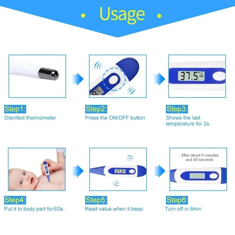 Medical Household Thermometer Baby Adult Medical Ear Thermometer Digital Fever Oral Type Home Using Fast Reading