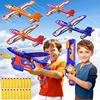TEMI 4-Pack Foam Planes With 2 Launchers. For Boys 3-8. 4 LED Planes & 20 Darts. Outdoor Toys. 1