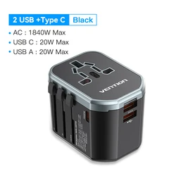 Vention All - in - One Universal Travel Adapter with PD 65W Fast Charging - Bundle 1 (20W Universal Plug)