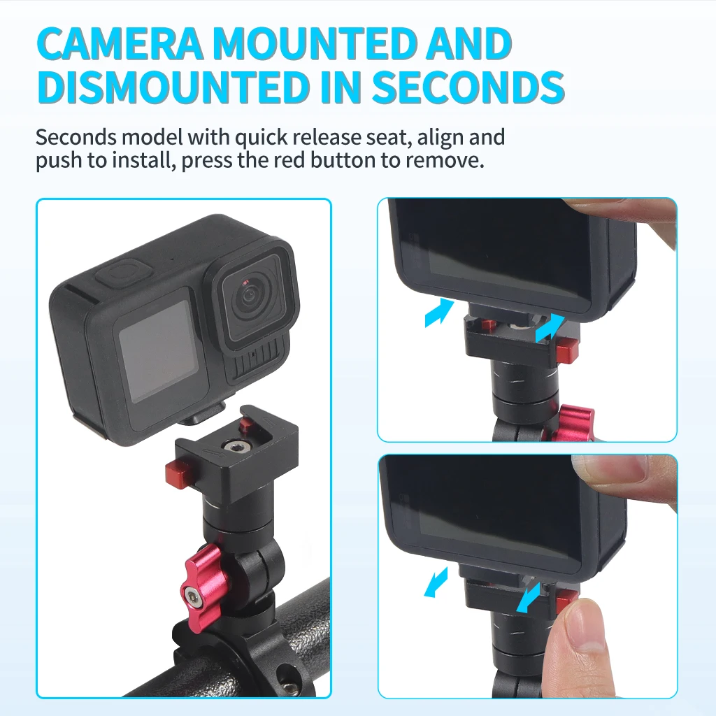Schwenk- und Neigungsverstellbarer Fahrrad-Lenker-Lenkerhalterung für Gopro 13, für DJI Osmo 360 Action 5Pro für GO3 3S – Detail 6
