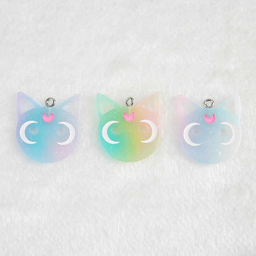 20Pcs 24*28MM Katze Flatback Harz Charme Halskette Anhänger Keychain Diy Machen Zubehör – Detail 1