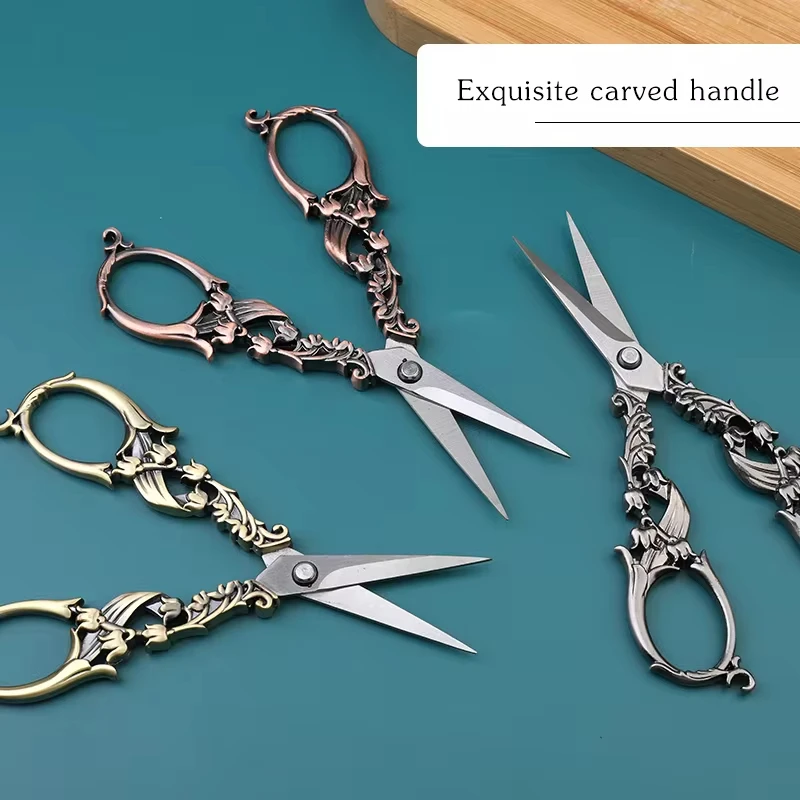 Fenrry 1Pc Retro Antique Vintage Scissors European Flower Pattern Stainless Steel For DIY Needlework Tools Tailor sewing scissors tailor scissors craft scissors