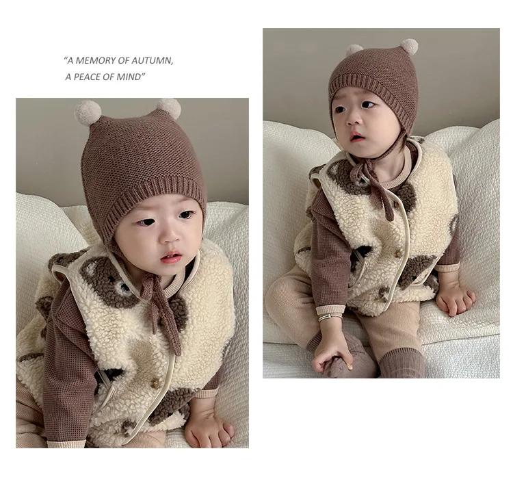 Description Picture 5 of itemAutumn Winter Children Plus Velvet Bear Sleeveless Vest Newborn Boy Girl Cartoon Fleece Tops Coat Baby Thick Cotton Waistcoat