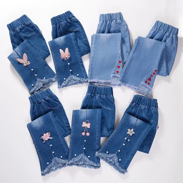 Teenage Denim Jeans For Girls Elegant Bow Cute Denim Pants Sweet Bowknot  Stretch Lovely Spring Children Kids Trousers 110-160cm - AliExpress