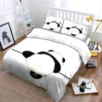 Ensemble de housse de couette à motif panda vue de dos, imprimé numérique, literie en polyester coloré avec fermeture à glissière, pour cadeaux pour enfants 5