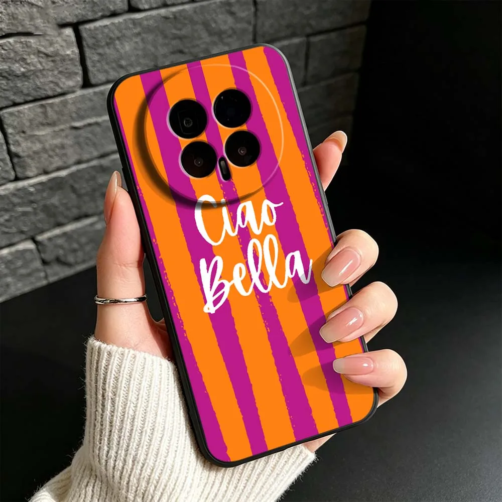 Orange Striped Minimalist Black Soft Cover Phone Case