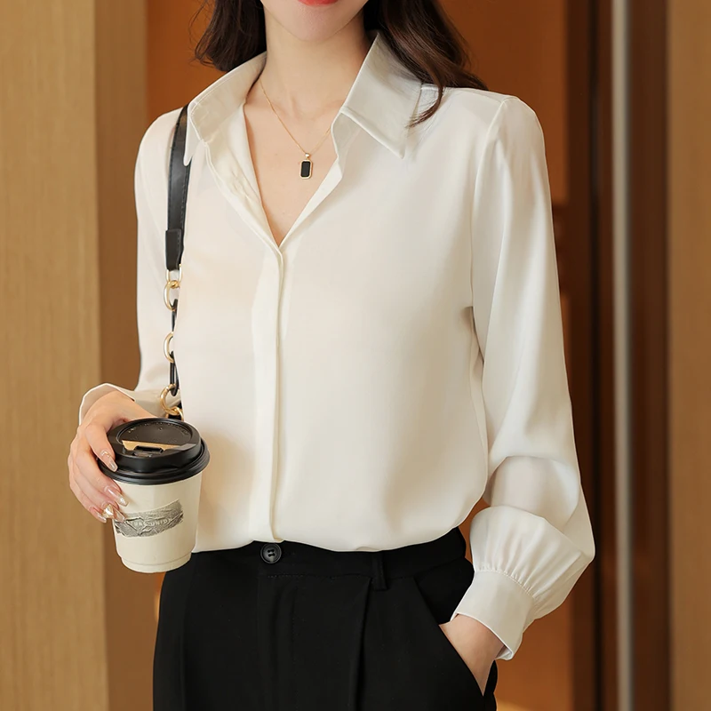 Women's Blouse White Long Sleeve Shirt Office Chiffon Top Spring Fashion Shirt Women Blusas