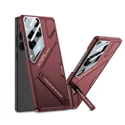 Durable Hard Shell Phone Case with Lens Protection & Built - In Holder - Galaxy S25 Ultra (Red)