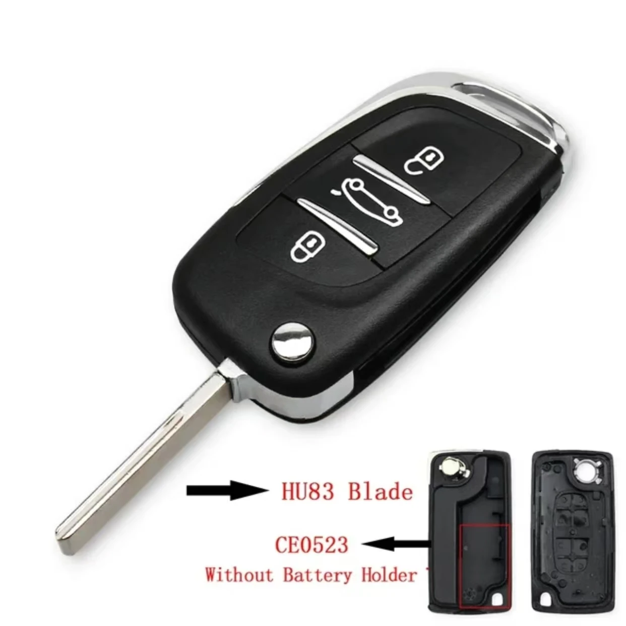 Enhanced Remote Key Shell Case by Jingxin - Flip Folding Design with HU83/VA2 Blade