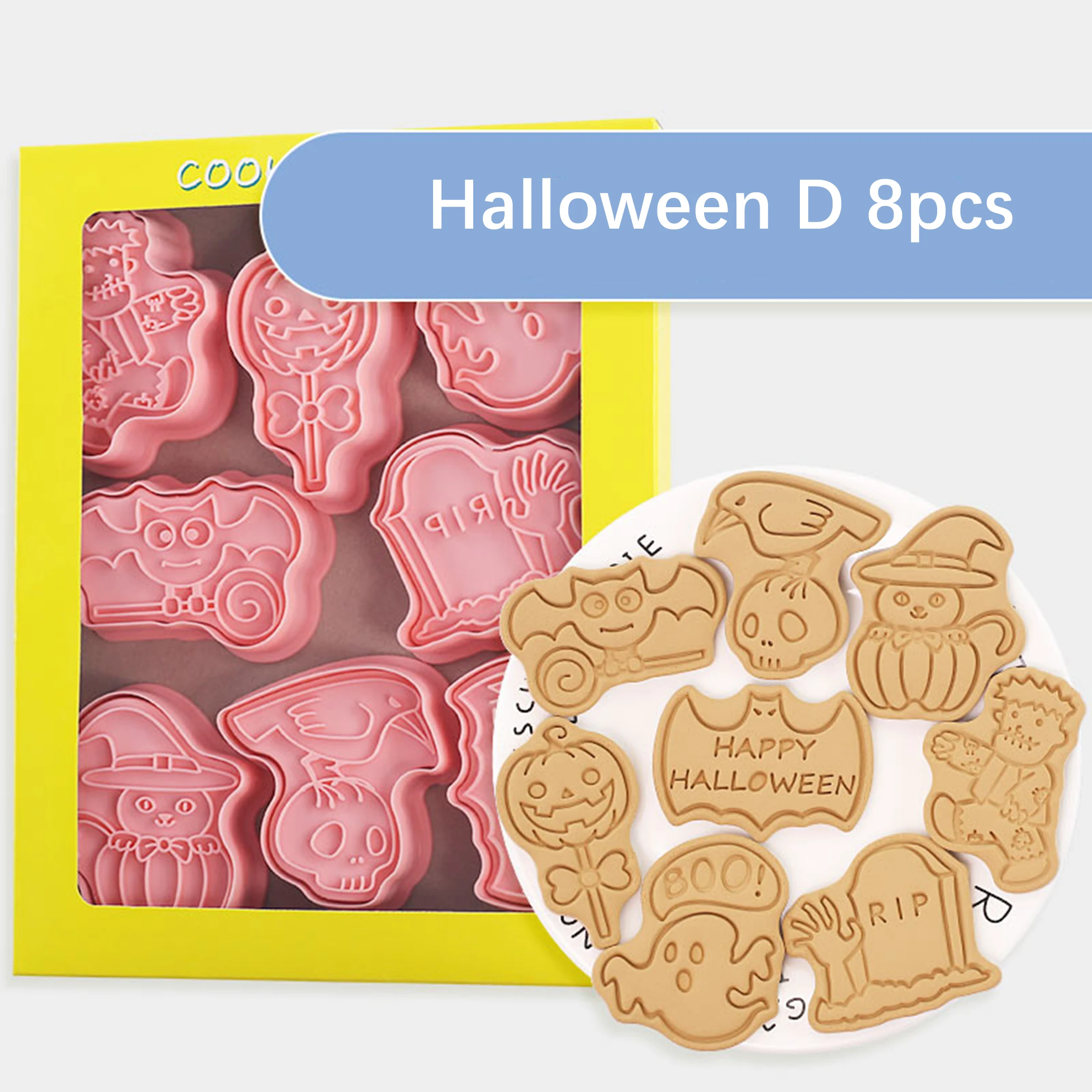 Halloween Cookie Cutters 3D Pumpkin Ghost Biscuit Cutter Cookie Molds Kitchen Pastry Baking Tools Halloween Decoration 8Pcs cookie cutter cookie mould baking mold cookie printing mold baking decorating tools