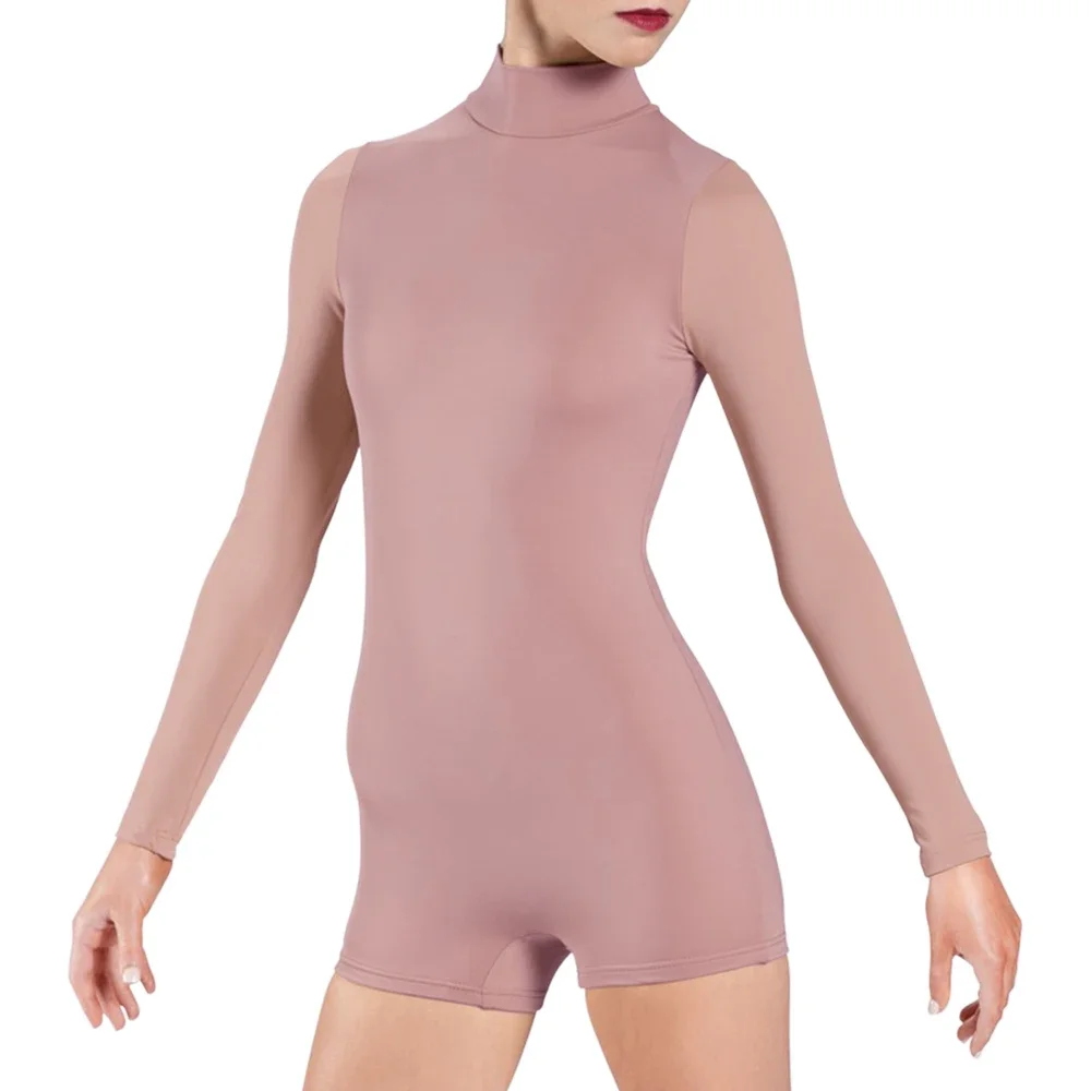 MiDee Modern Dance Costume Women Half-high Collar Shorts Jumpsuit Ballerina Lyrical Dance Leotard Gymnastics Stage Performance