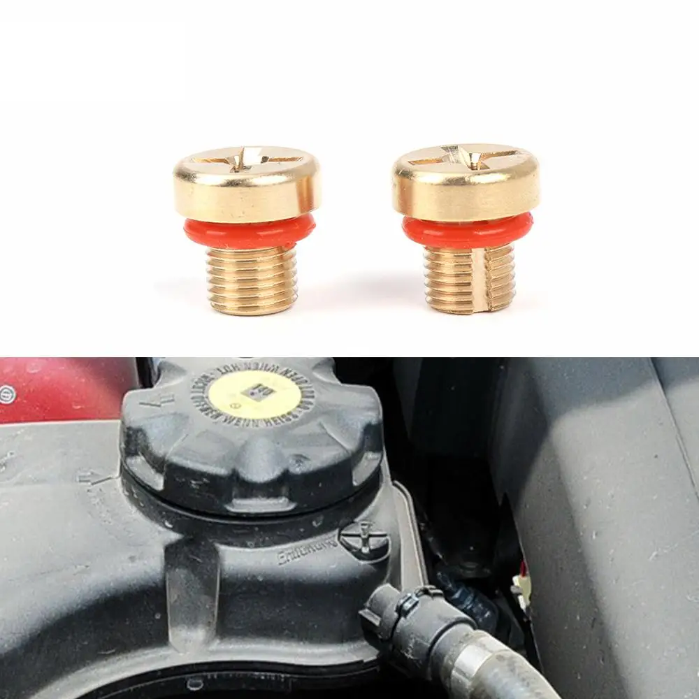 E46 Bleed Screw + Coolant Expansion Tank Bleeder Screw Drain Screw Radiator Expansion Tank And Rubber O-ring Solid Billet Brass For E30 E36 E31 E34
