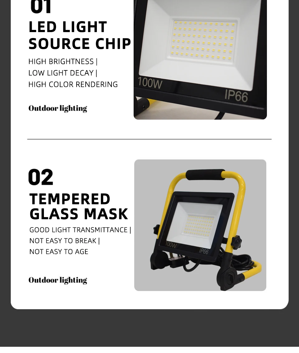 Portable Work Light with 10FT Cord LED Floodlight Sc6e95959c0884d49b68cec6a95462597t