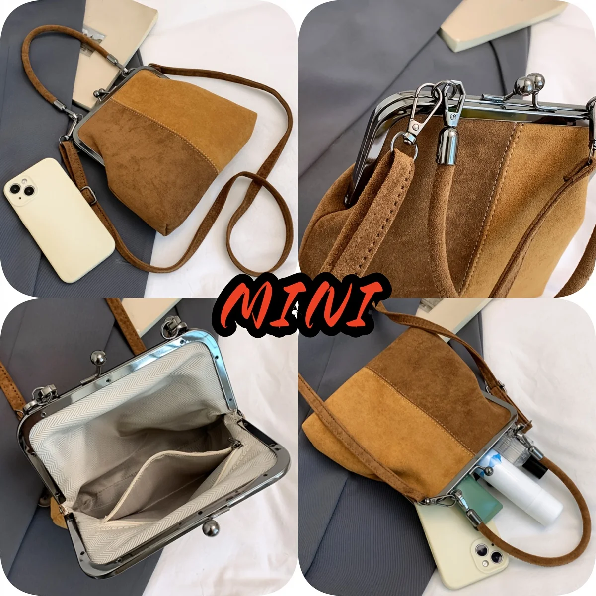 Women'S Soft Synthetic Crossbody with Twist Lock Closure, Compact Makeup & Lipstick Organizer For Travel, Work, Crossbody Purse