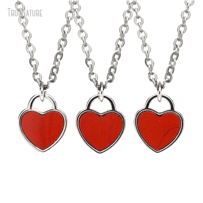

Оптовая продажа, 5 шт., серебряный цвет, медный фотокамень, подарок для нее, ювелирные изделия, ожерелье в форме сердца