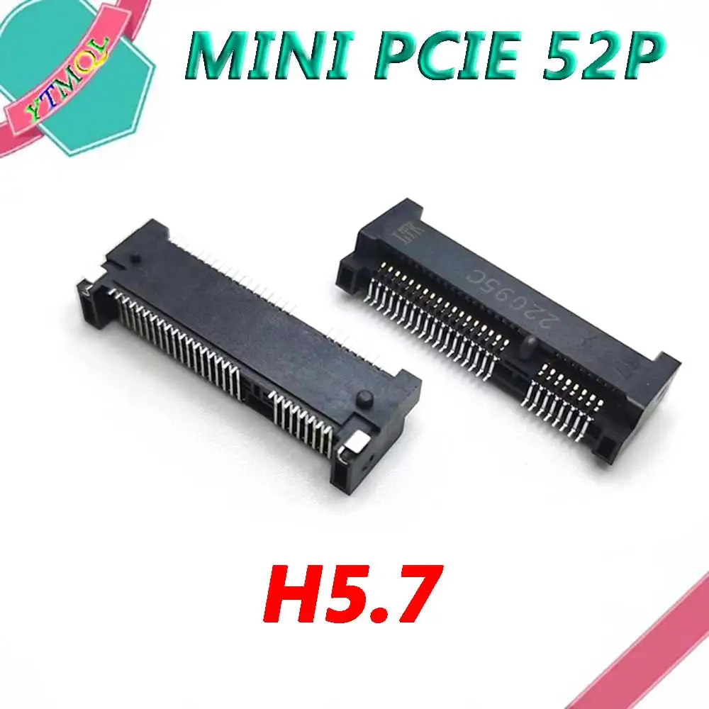 250PCS MINI PCIE Msata Connector PCI E Socket Slot 52P Card Holder H5