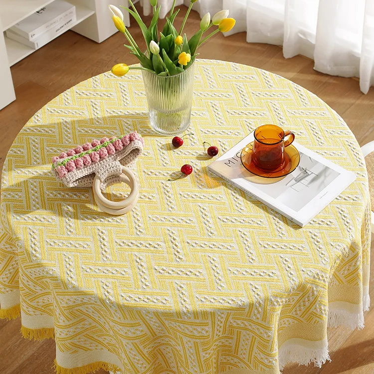 

composite flannel circular waterproof and oil proof tablecloth, living room coffee table dustproof tablecloth