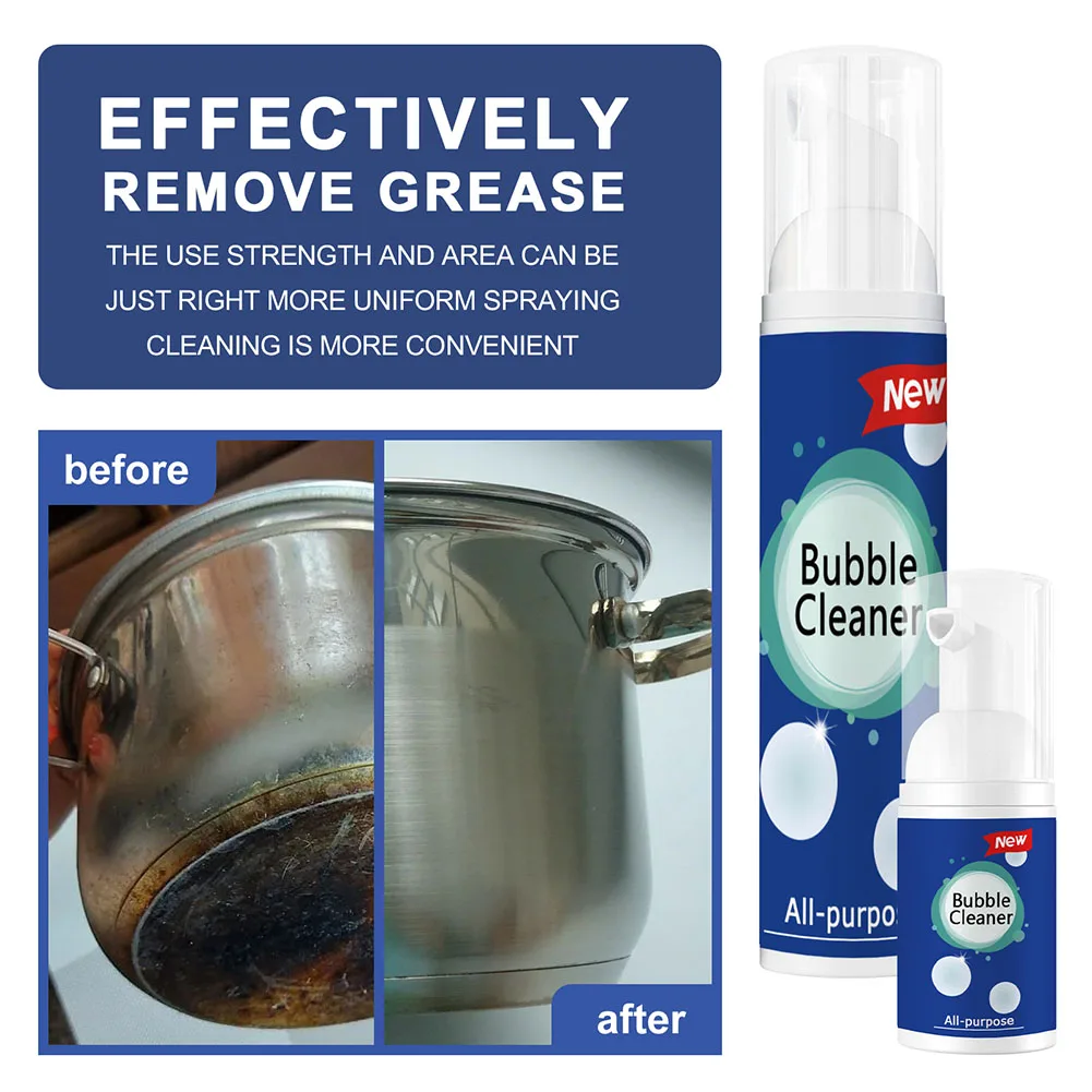 30/100ml Kitchen Oil Stain Cleaner Grease Degreaser Grime Agent Multipurpose Household Bubble Foam Cooktops Sinks Cleaning Tools