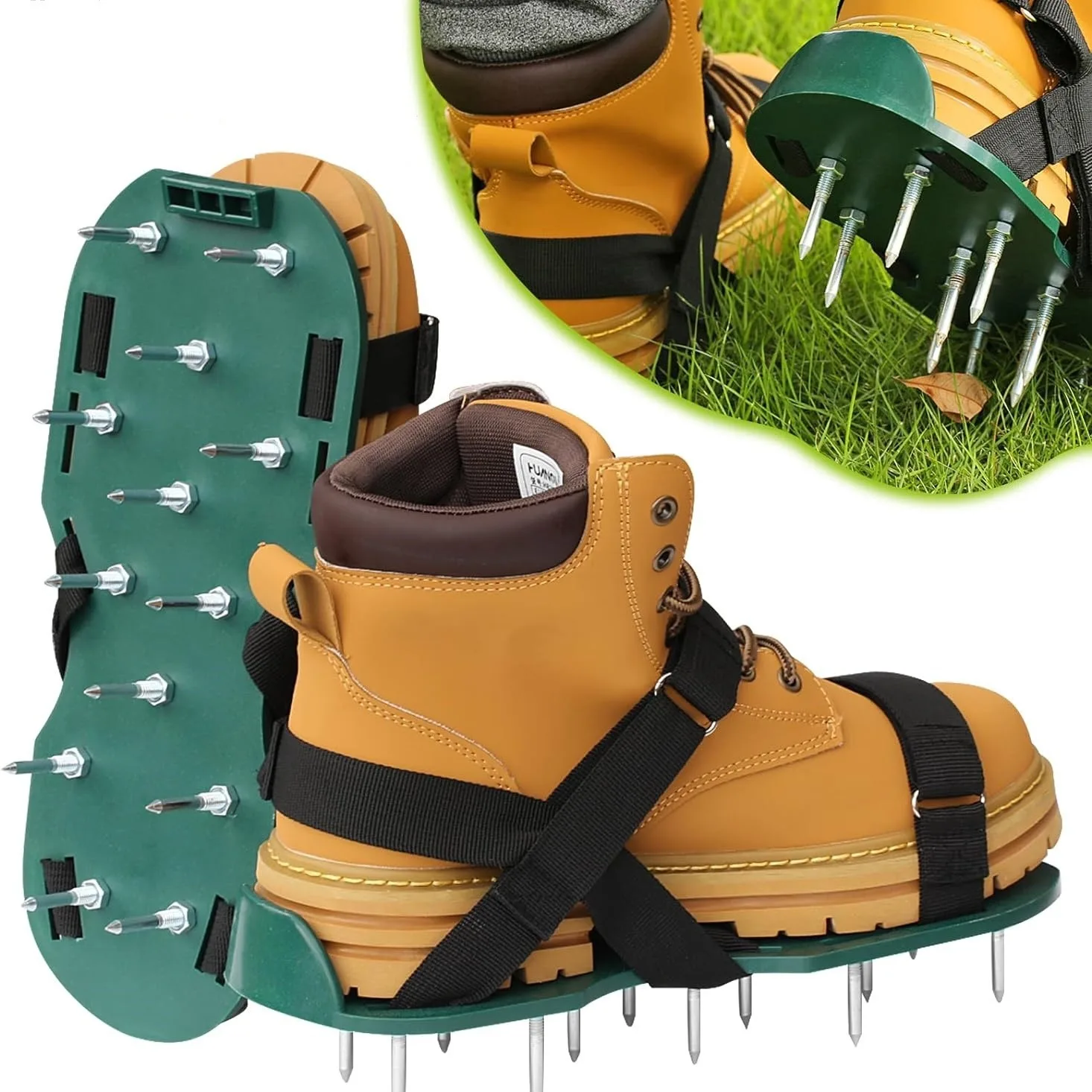 4.2cm Lawn Aerator Shoes with Spikes - Inflatable Grass Aeration & Soil Loosening Footwear, Self-Leveling Epoxy Garden Tool