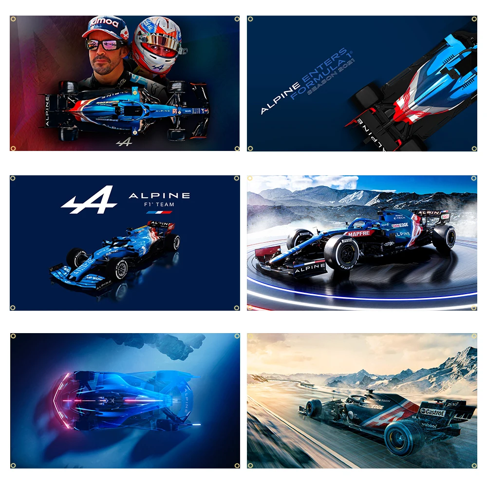 90X150Cm Alpines Racing F1 Team Flag Decorazione In Poliestere Motor Car Man Cave Garage Pub Club Banner Arazzo Gioielli