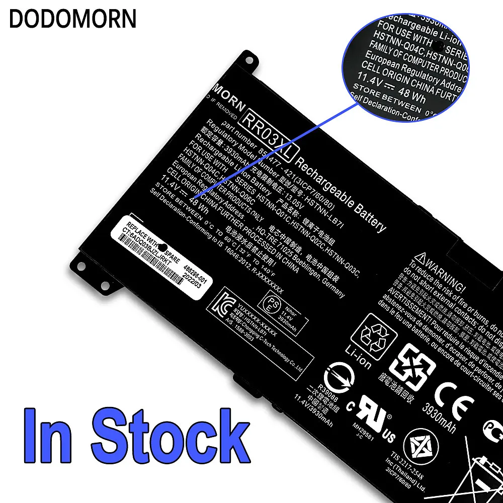 Dodomorn Rr03xl Bateria para hp Probook 440 450 430 455 470 g4 g5 Hstnn-pb6w Hstnn-ub7c Hstnn-lb71 Portátil com Número de Rastreamento - Imagem 4
