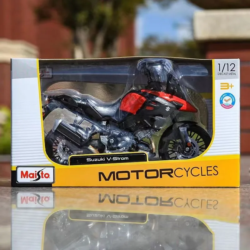 Réplique Moto Suzuki V Strom Maisto 1:12 - Modèle Détaillé En Métal Moulé - Noir Collection