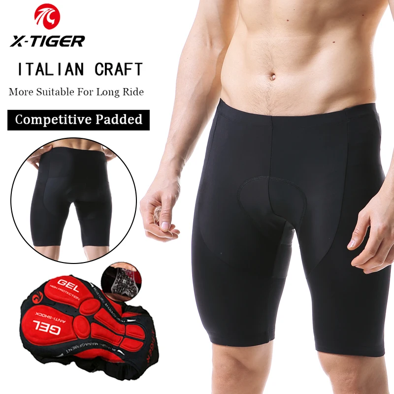  X-TIGER Men's Cycling Shorts Coolmax 5D Padded Bicycles Riding Pants Shockproof MTB Bike Shorts Biking Cycle Wear Tights 