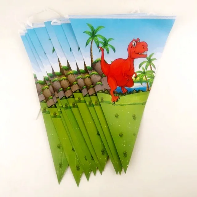 Cartoon little dinosaur Happy Birthday Boys Favors Flags Dinosaur Theme Hanging Banner Decorations Baby Shower Party Pennants