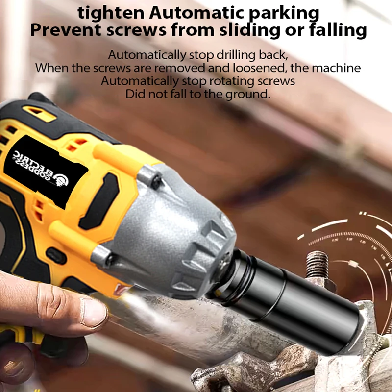 1/2in High Torque Electric Wrench Brushless Cordless Impact Wrench Decoration Team Power Tools For Dewalt 20V Battery 6
