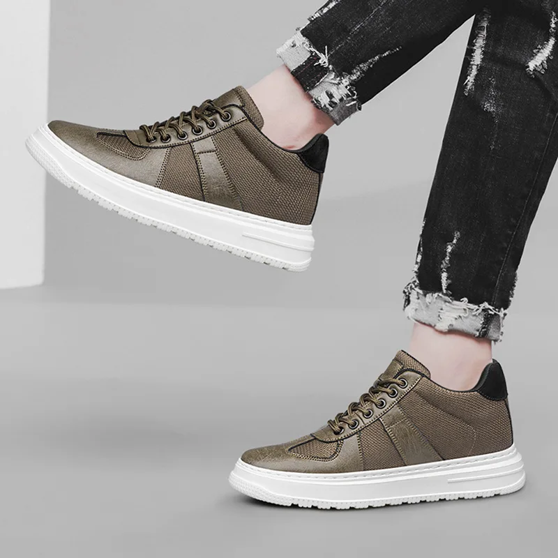 Spring New Men's Invisible Inner Heightening Hollow Shoes Small White Sneakers Korean style Trendy Versatile Casual Sports Shoes