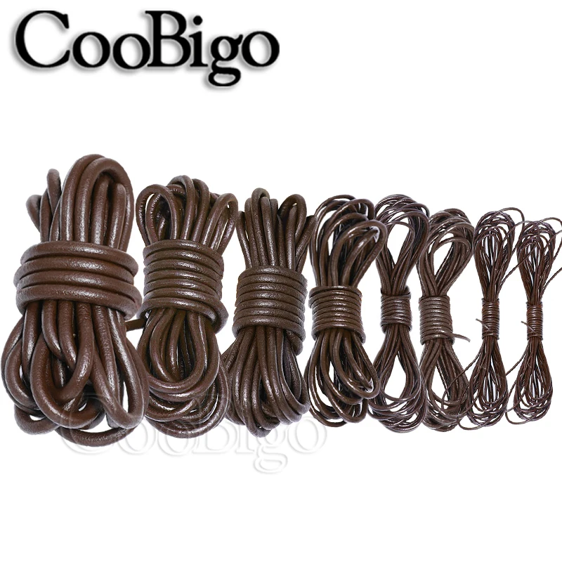 Leather Cord 2Meters Retro Genuine Cow Leather Cord Round String Bracelet Rope for DIY Necklace Jewelry Making Crafts Accessories 1-8mm
