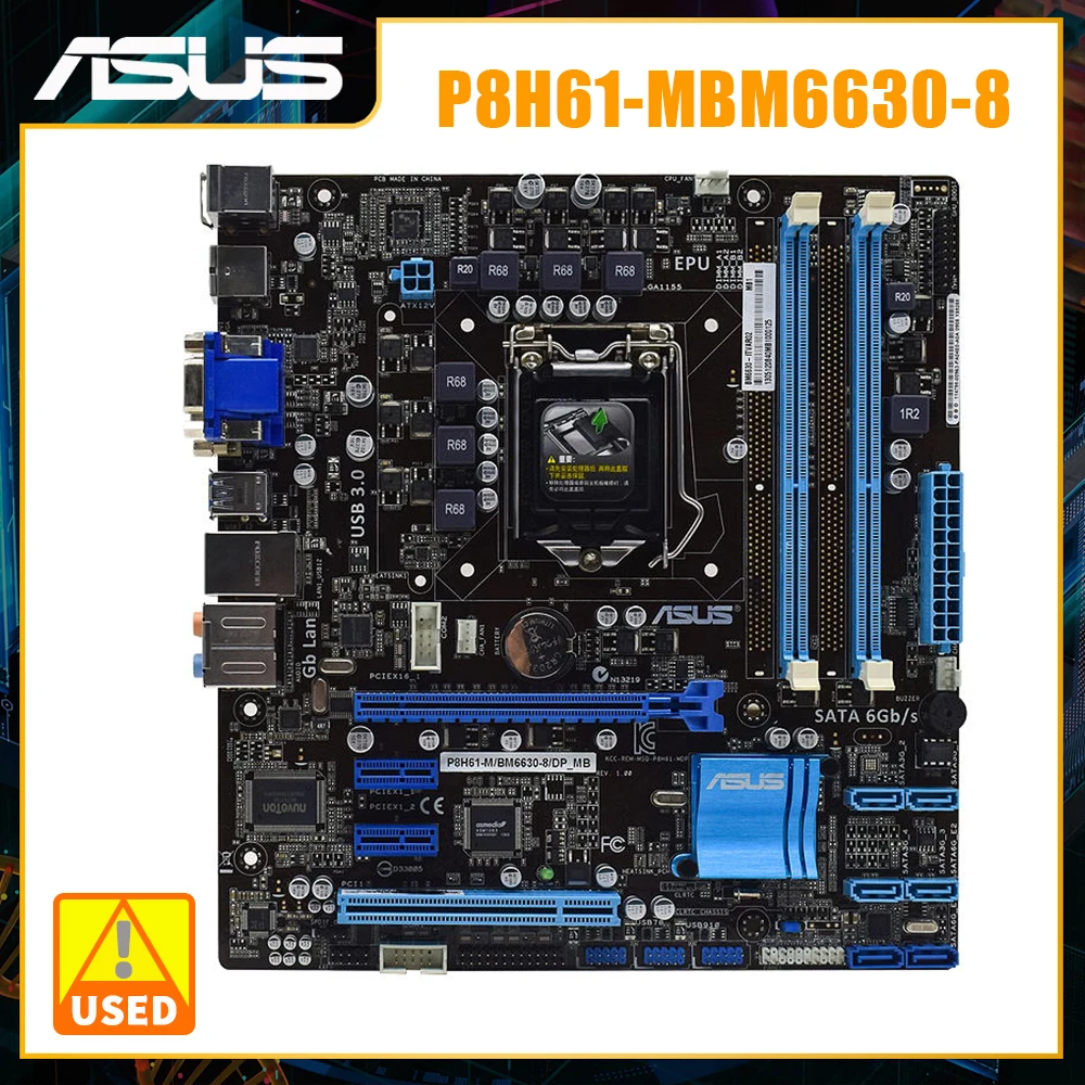 Asus P8h61mbm66308/dp_mb Motherboard 1155 Motherboard 1155 Ddr3 Support Core I3 I5 I7 Cpus