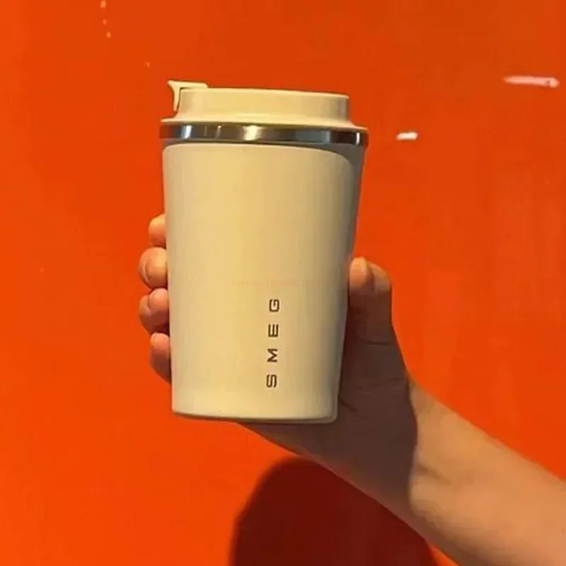 Smeg 휴대용 여행용 커피 머그잔, 우유 보온병, 커플 스테인레스 스틸 절연 컵, 마시는 컵, 사무실 선물, 350ml