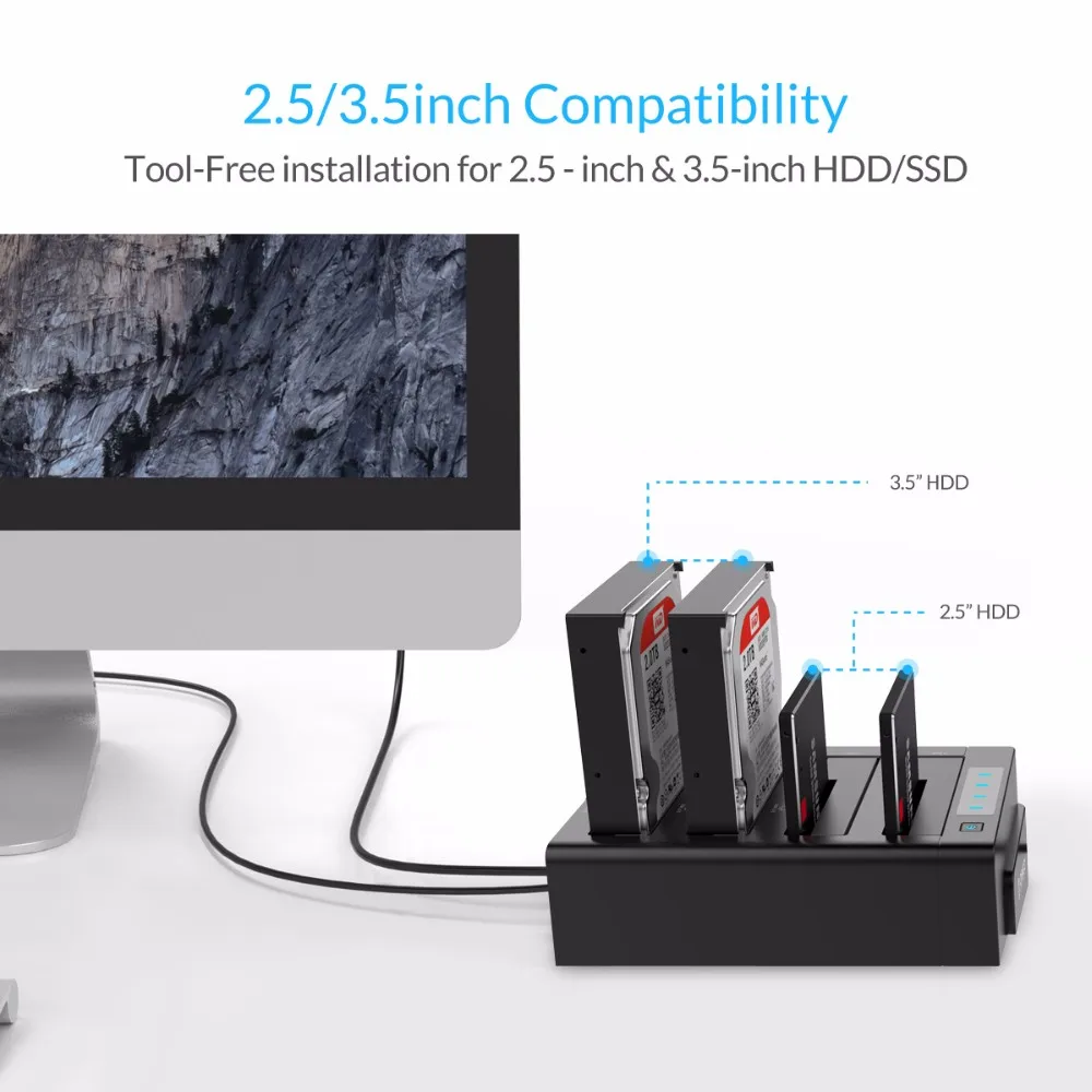 O124 ORICO HDDケース クローン機能付き 2.5 / 3.5インチ ORICO USB3.0 HDDケース クローン機能付き 2.5 / 3.5インチ SATA
