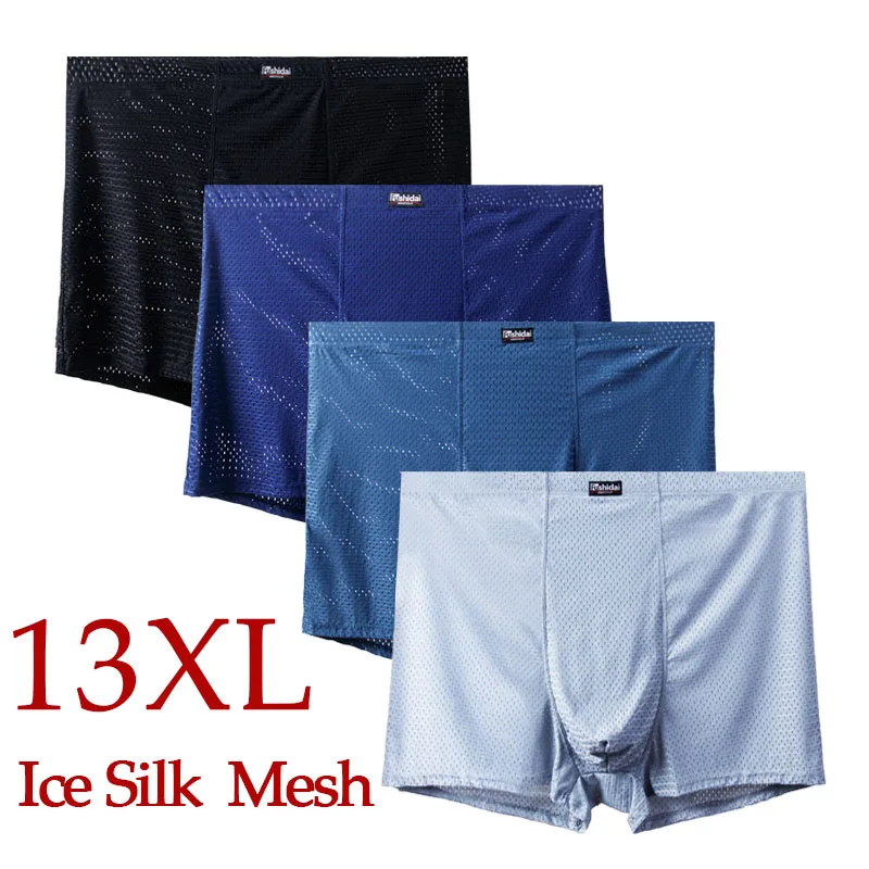 13XL-3XL Mesh Hole 4PCS Men Boxer Underwear Boxer Shorts Men Sex Underwear Man Underwear Light Soft Durable In Middle Breathable summer large capacity mesh beach bag for towels 8 pockets durable beach bag for toys waterproof underwear pocket beach tote bag