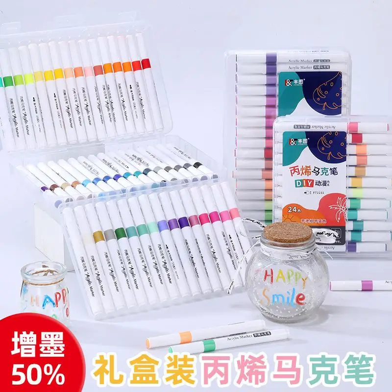 

Painting Brush, Acrylic Marker, 48 Colors, Large Capacity Student Art, Non Printing Paper, Non Smudging, Painting Brush, Washabl