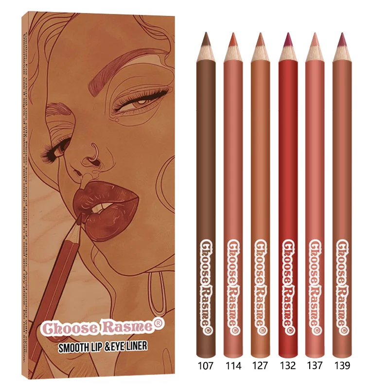 Lip Liner 6colors Matte Lip Liner Red Outline Lip Liner Waterproof long-lasting non-stick cup moisturizing lip makeup