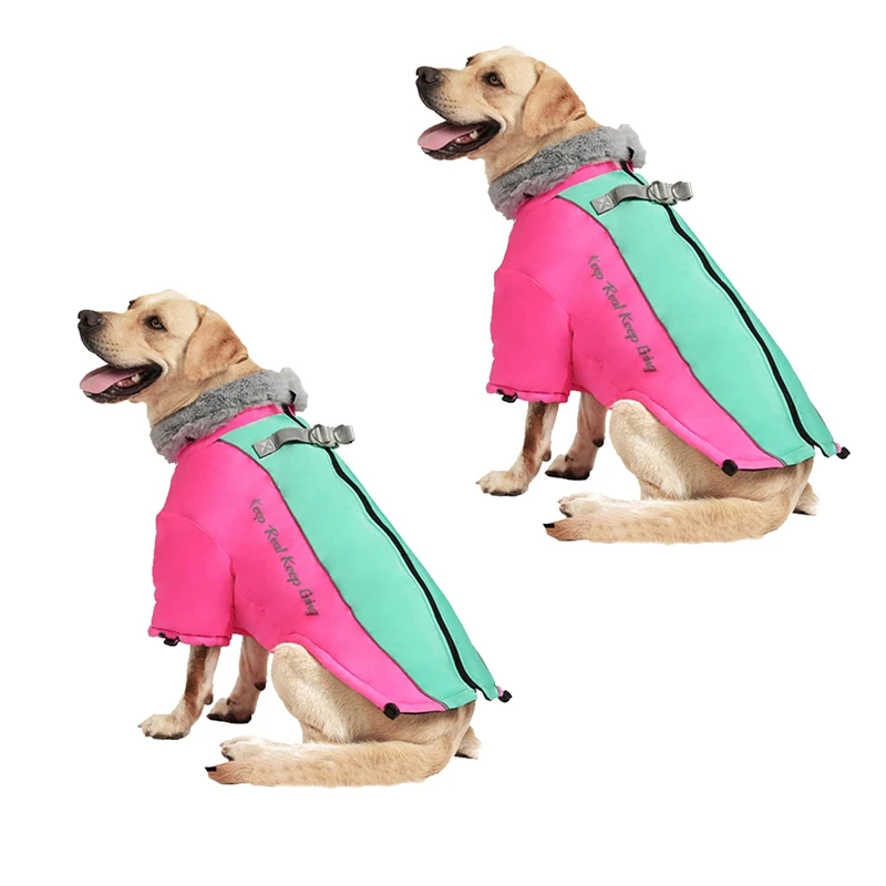 Big Fur Collar Pet Down Jacket For Medium Large Dogs Waterproof Big Dog Clothes Winter Golden Retriever Coats Clothing