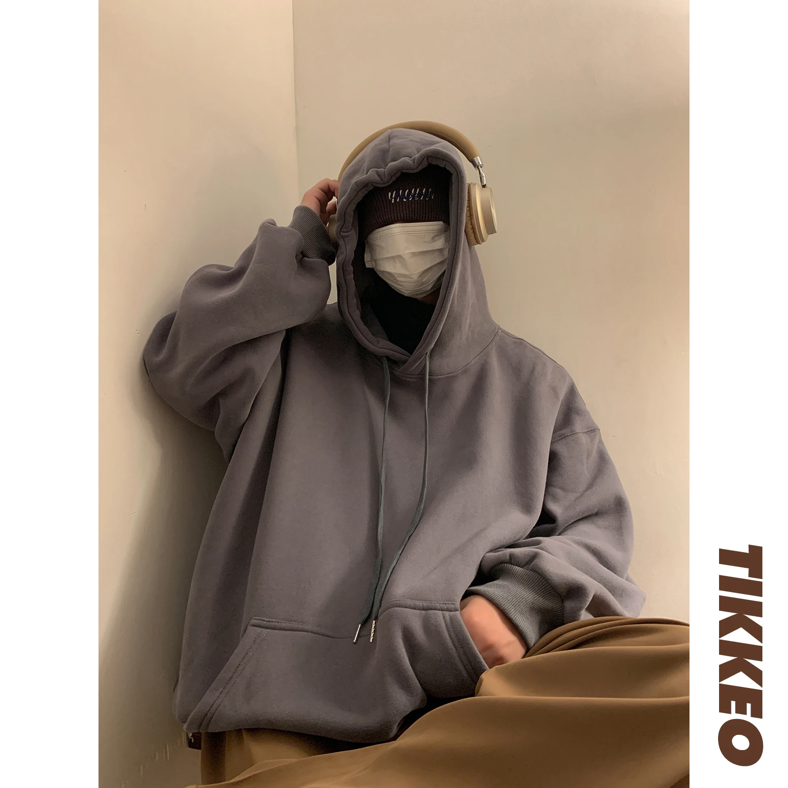 

Korean Solid Color Men Hoodies Autumn Winter Fashion Hooded Sweatshirts Oversized Casual Fleece Pullovers Male Y2k Clothing