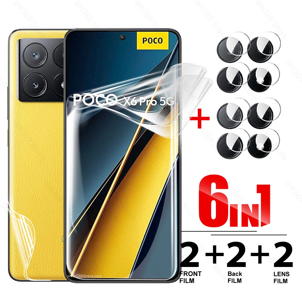 Pellicola Salvaschermo 6 In 1 Hydrogel Anteriore Posteriore Per Xiaomi Poco X6 Pro Pocox6 Pocox6Pro Poko Little X6Pro X 6 5G Hd Lens Glass