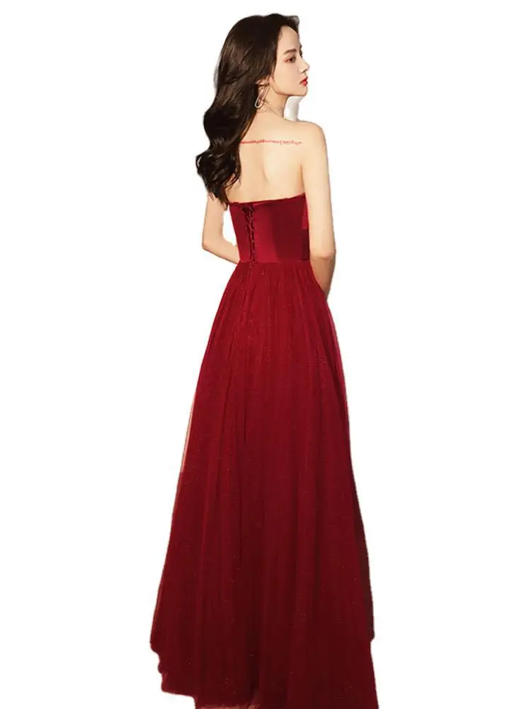 New sweet wine lady girl women princess bridesmaid banquet party ball prom dress gown