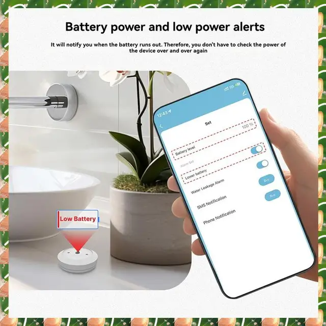 JAJA Tuya Zigbee Smart Water Leak Detector Flood Sensor Alert Immersion Alert Remote Monitoring Via Smart Life App 1