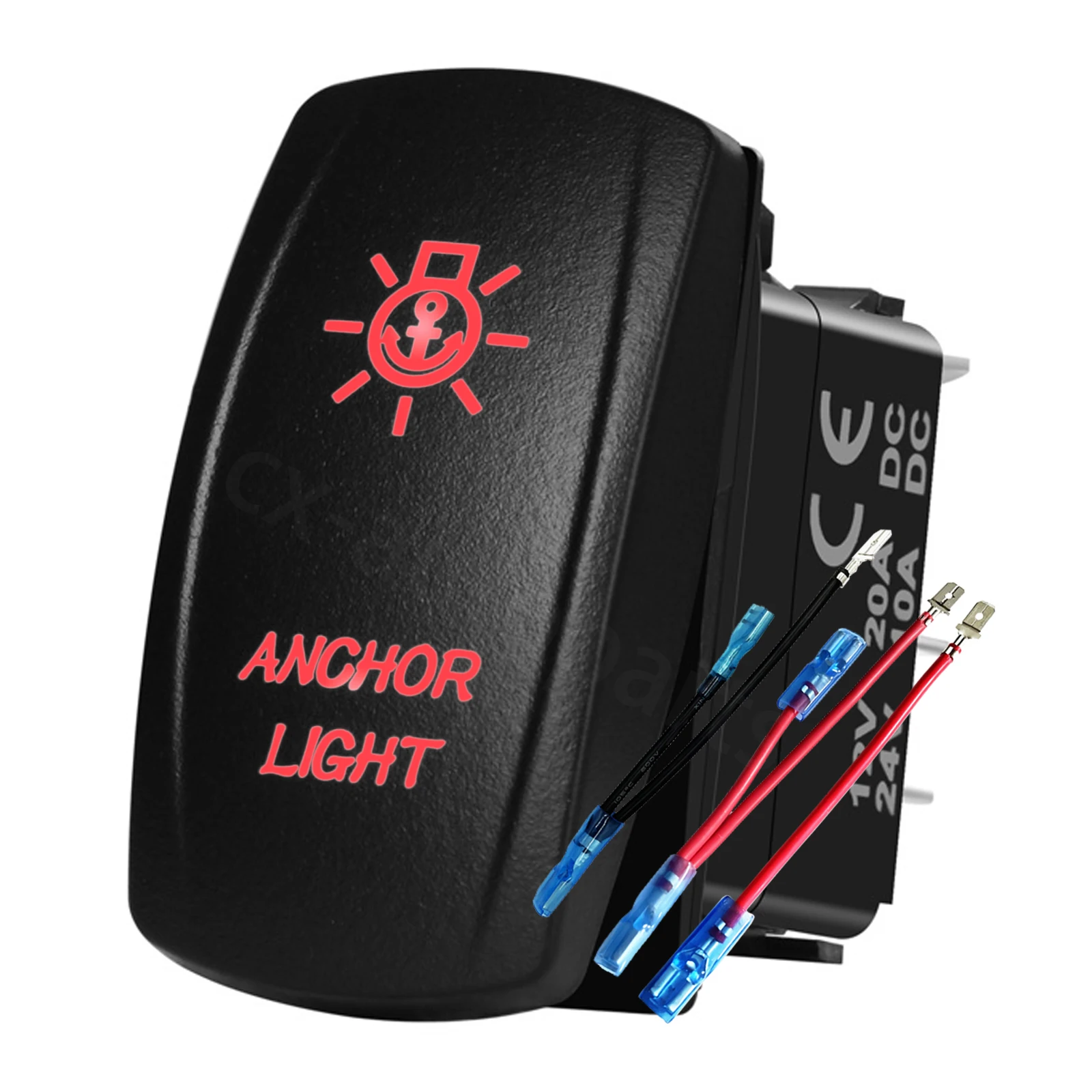 Red Led Anchor Light Rocker Switch 5Pin ON OFF Toggle Switch for Marine ...