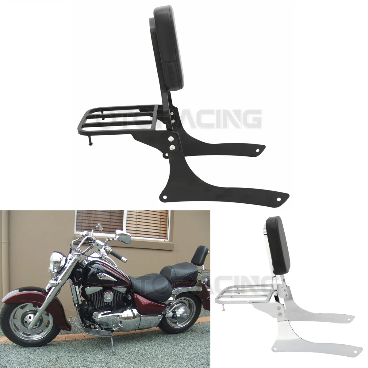 Bagagerek Achter Voor Suzuki Voor Boulevard C90 2005-2009 Voor Intruder VL1500 1998-2004 Motorfiets Achter Passenger Chrome Rugleuning Sissy Bar Bagagerek Motorfietsen (Color : 2
