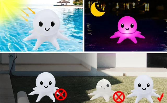 Luces Solares Pulpo Reversible Con Luz Led Muñeco De Silicona Con