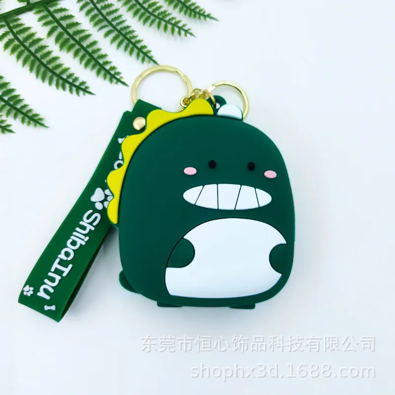 Cute Dinosaur Bag Portable Bucket Coin Purse Silicone Coin Bag Sundries Storage Women's Pendant Keychain