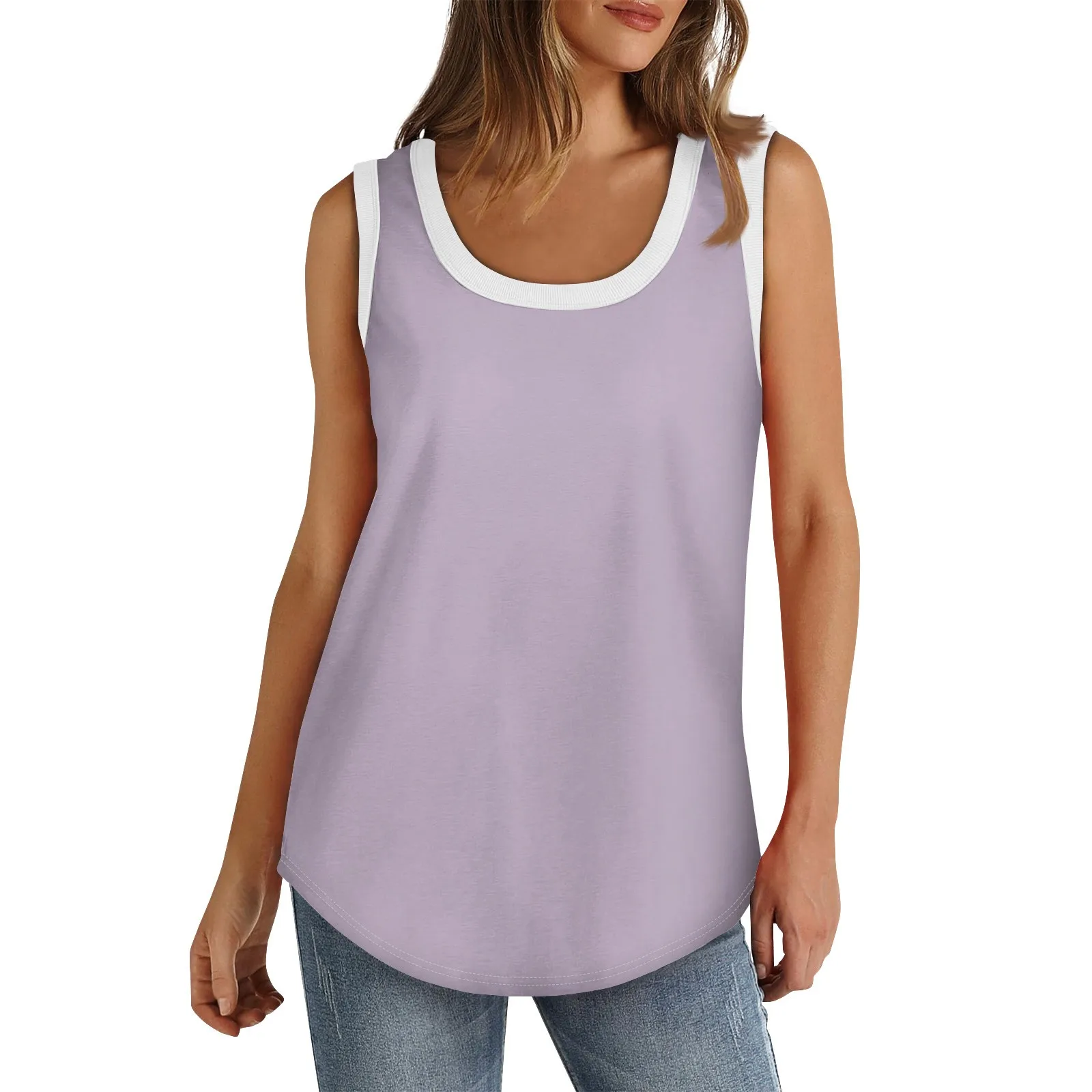 

Womens Tank Top U Neck Basic Casual Flowy Summer Sleeveless Deep Side Cut Solid Tops For Women Top Feminina Ropa De Mujer