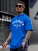 Camiseta de algodón para hombre, Tops de la costa occidental de California, Camiseta con letras de moda, ropa de manga corta, ropa de calle Harajuku, Verano