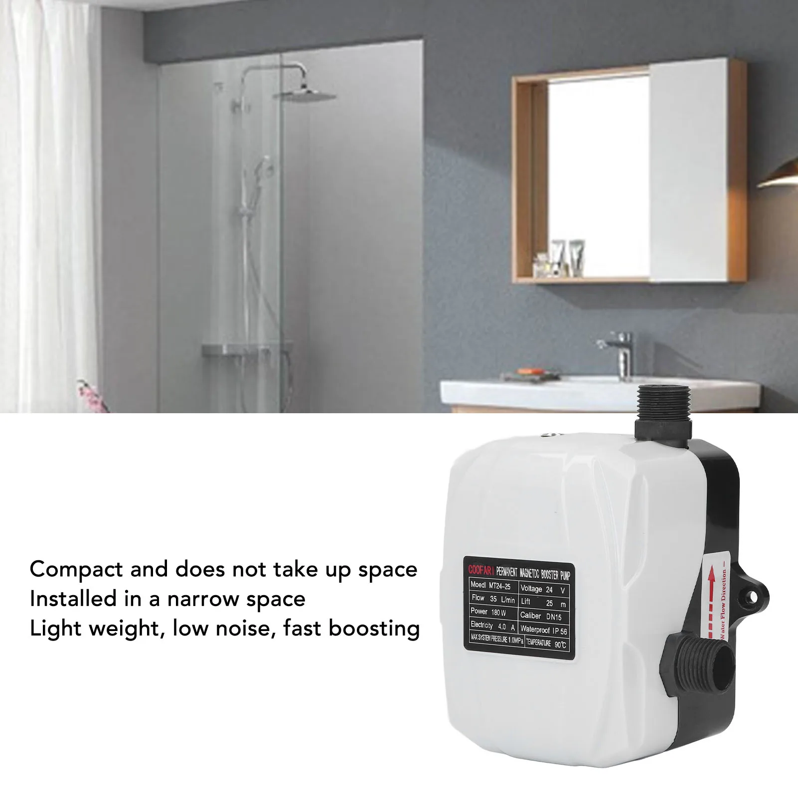 Booster Pump Water Pressure 180W Automatic Water Booster Pump Kitchen Sink Shower DC24V AC100-240V